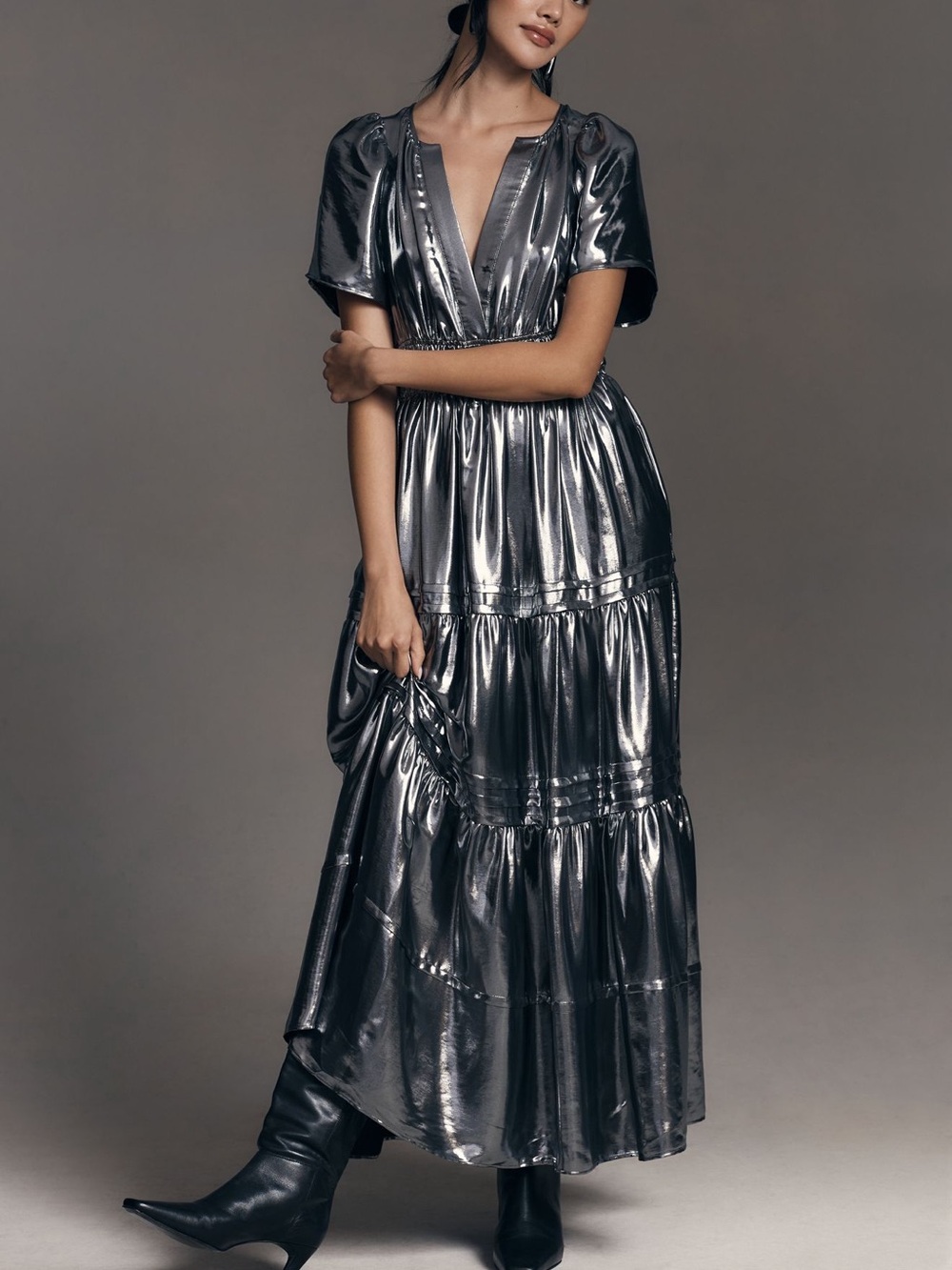NWOT Anthropologie The Somerset Maxi Dress: Metallic Edition